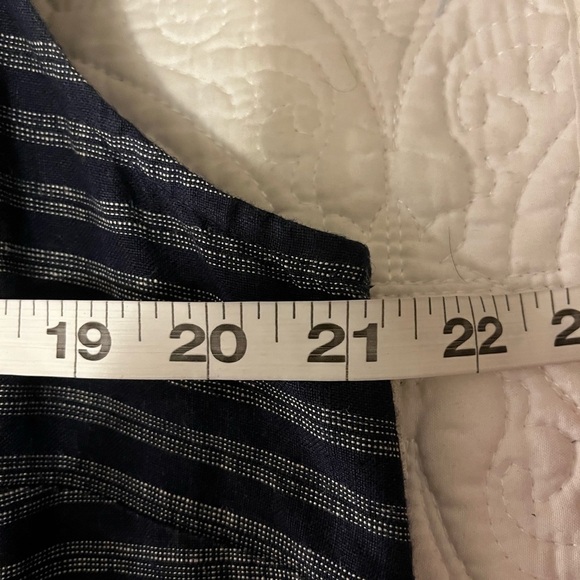 J Jill Love Linen Navy Blue Stripe 100% Linen Midi Dress m, Size Medium - Picture 6 of 7